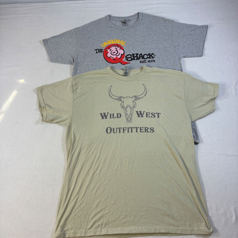 Mens Graphic T-Shirt Bundle The Q Shack Durham NC Wild West‎ Outfitters L